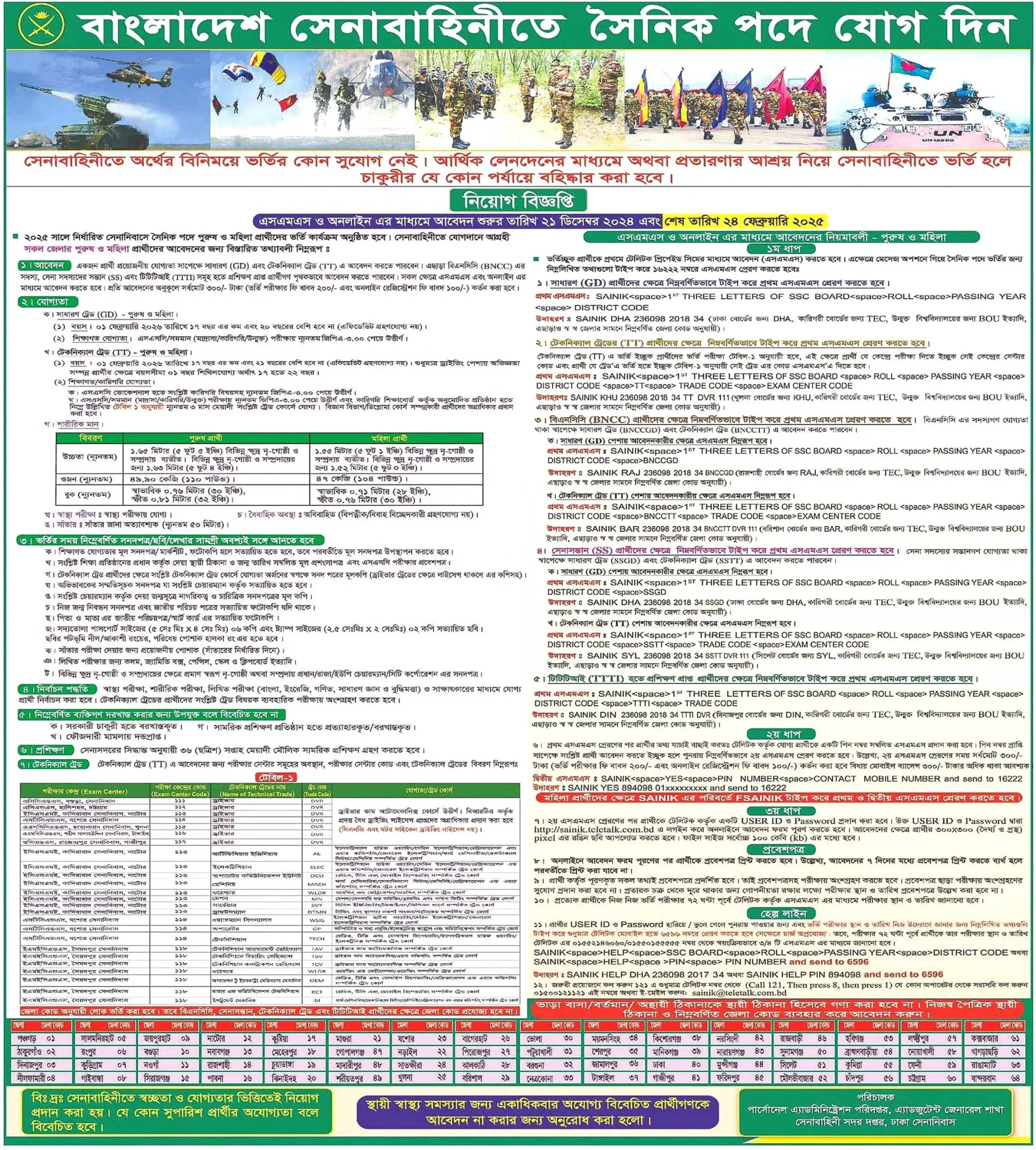 বাংলাদেশ সেনাবাহিনী নিয়োগ ২০২৫ সার্কুলার – Bangladesh ARMY job circular 2025